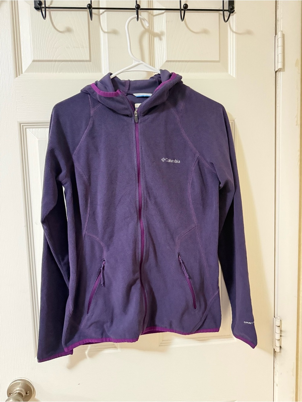 Columbia Kids Purple Hooded Fleece Jacket with Pink Trim